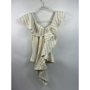 We Wore That One Shoulder Swimsuit Women's Sz XL White/Beige Ruffles